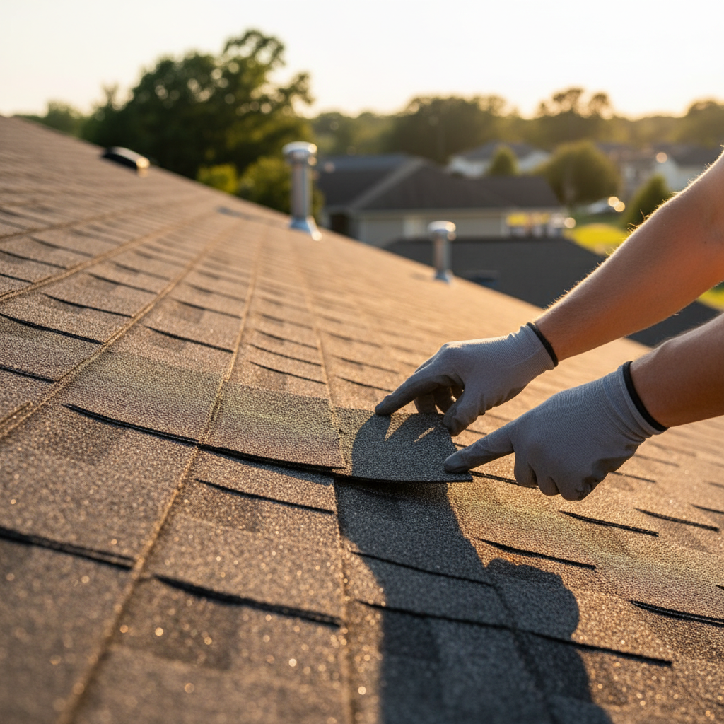 Roofers working on tile roof