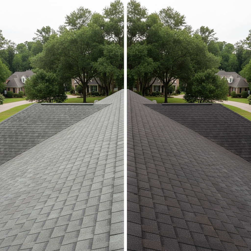 Professional roofer fixing tile roof