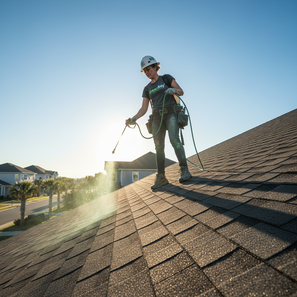 Roofers installing roof tiles